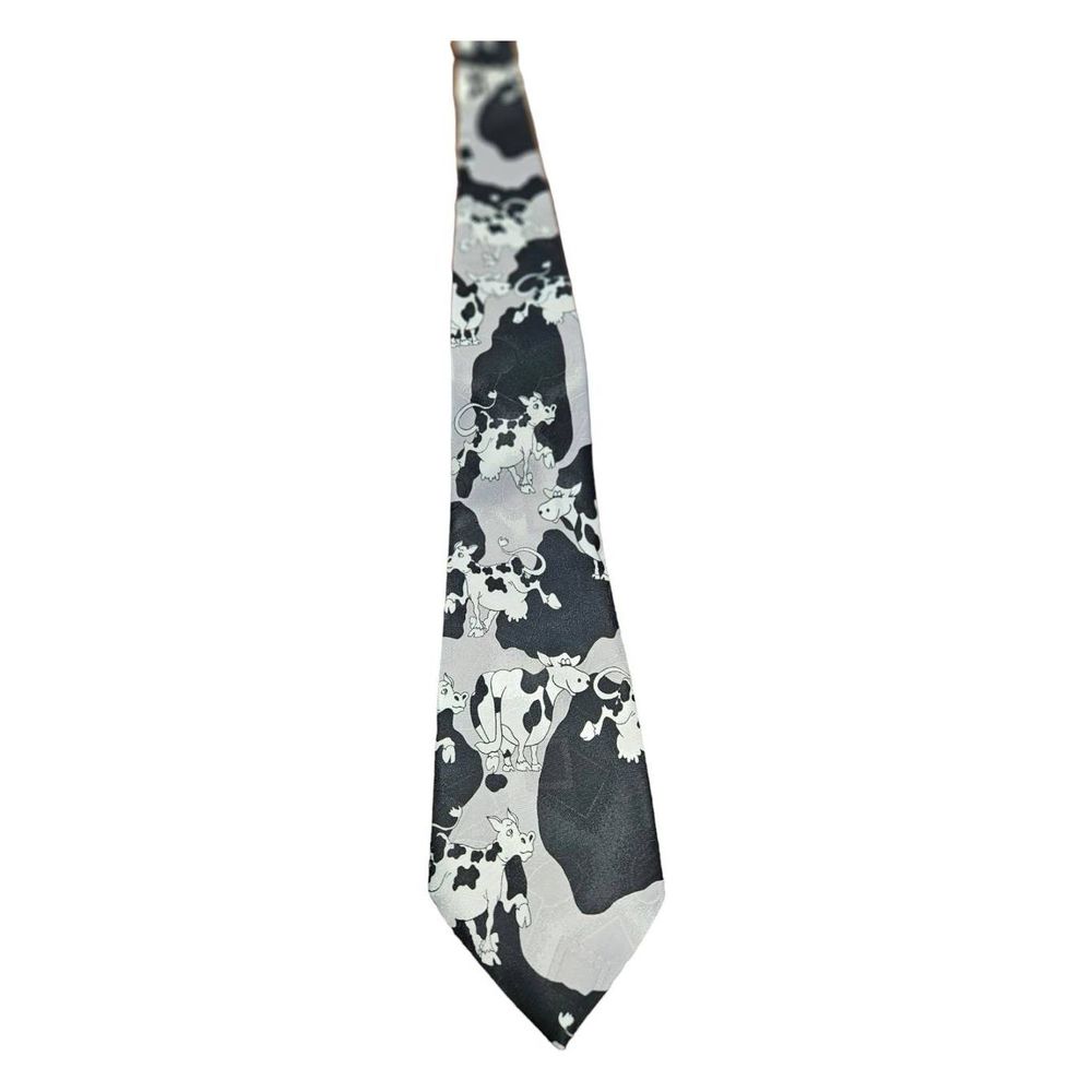 Vintage 80's Cow Print Tie - Picture 2 of 3